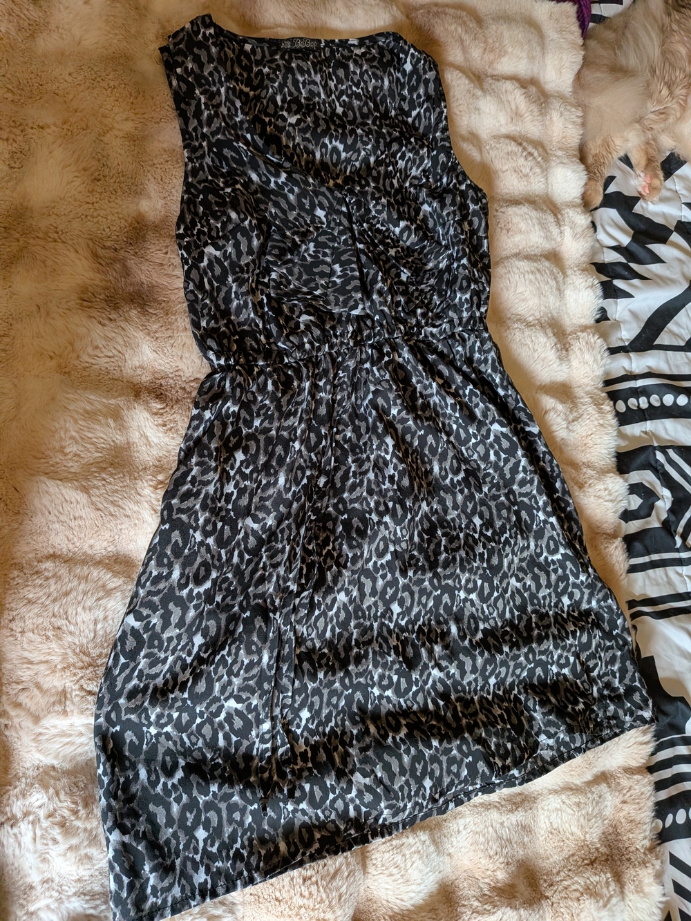 Sleeveless Animal Print Dress - Black & Gray